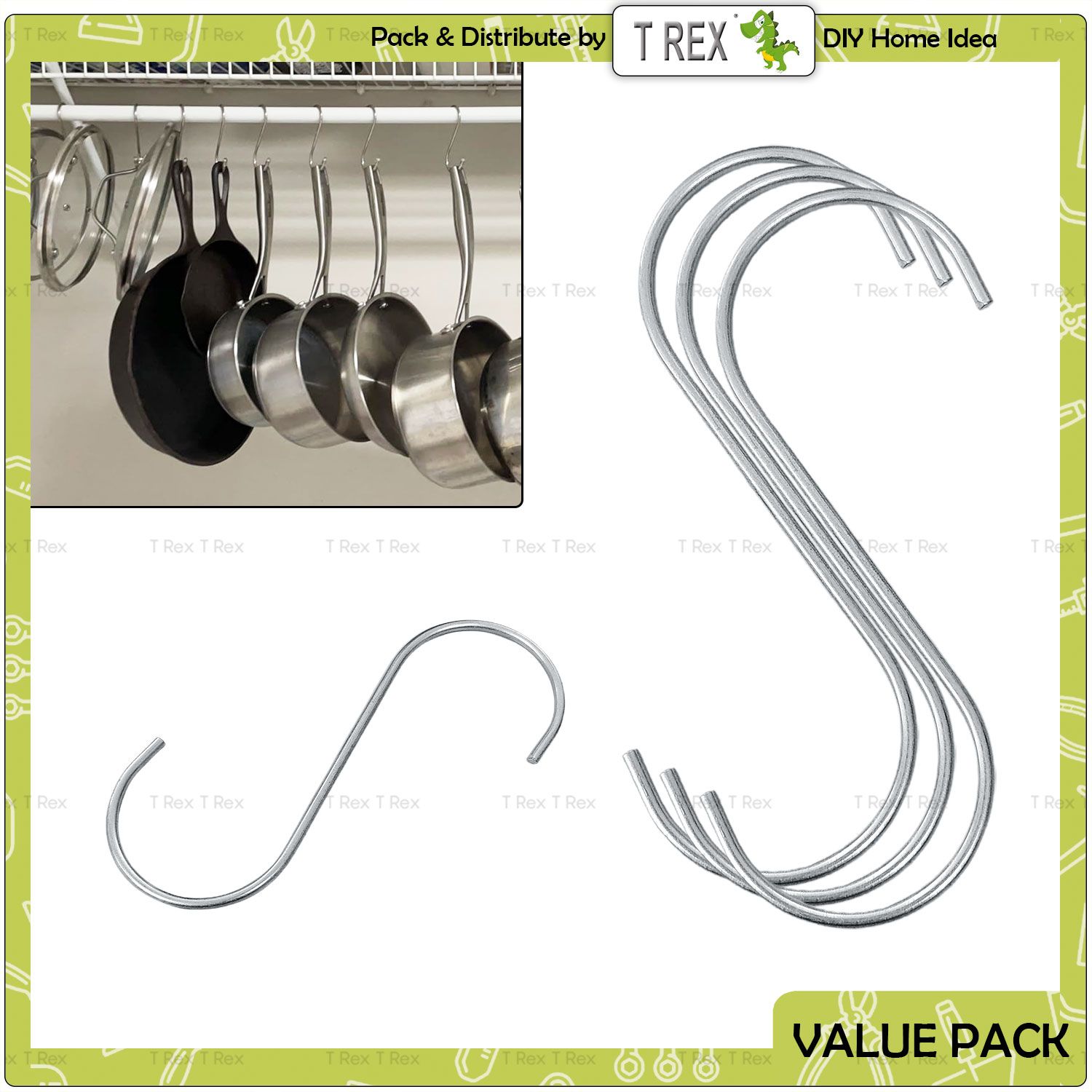 T Rex DIY 10pcs Multi Use S Hook - Zinc Plated