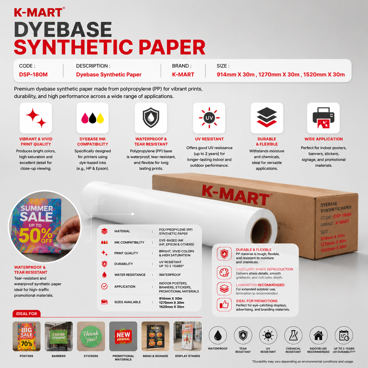 [ DSP-180M ] Dyebase Synthetic Paper