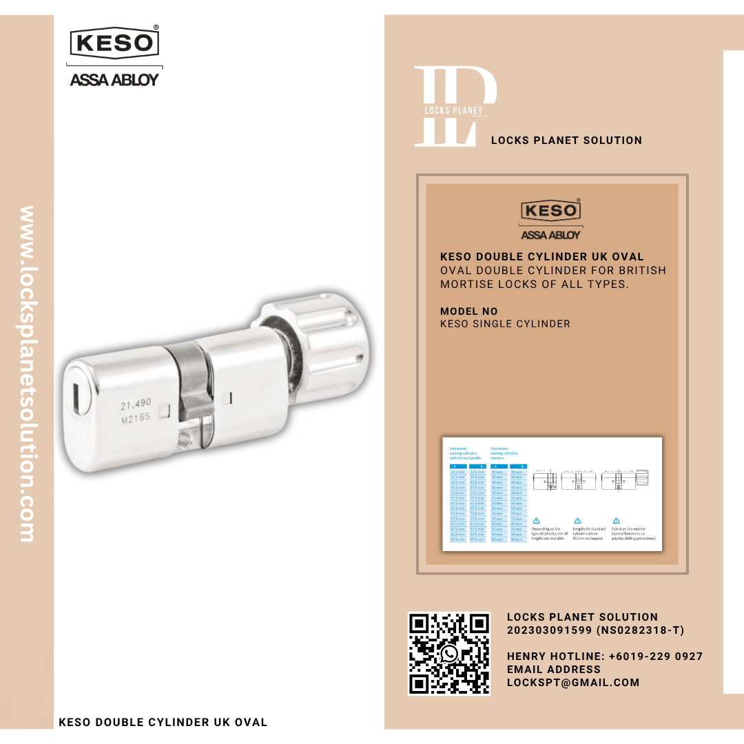 KESO DOUBLE CYLINDER UK OVAL