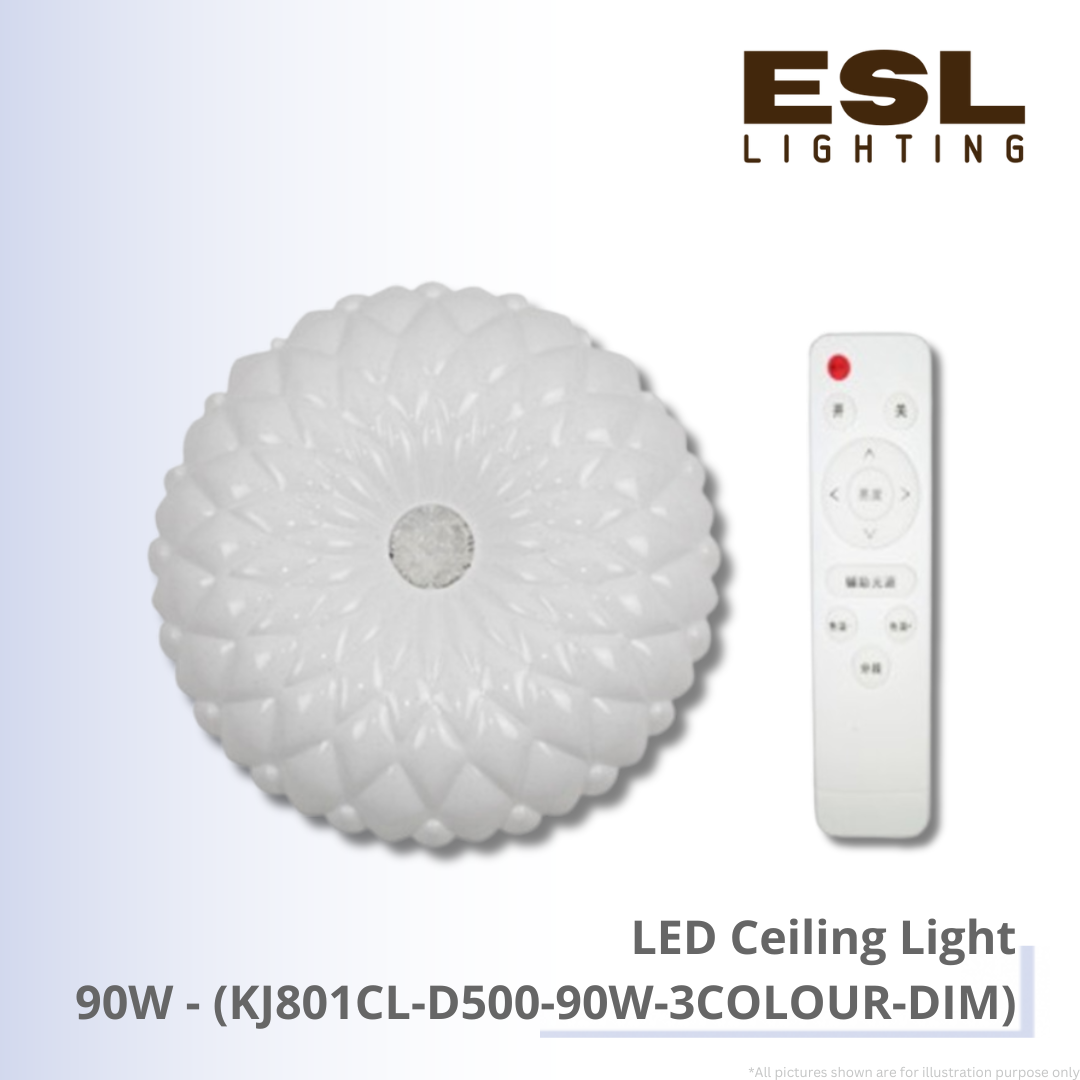LED Ceiling Light 90W - KJ801CL-D500-90W-3COLOUR-DIM