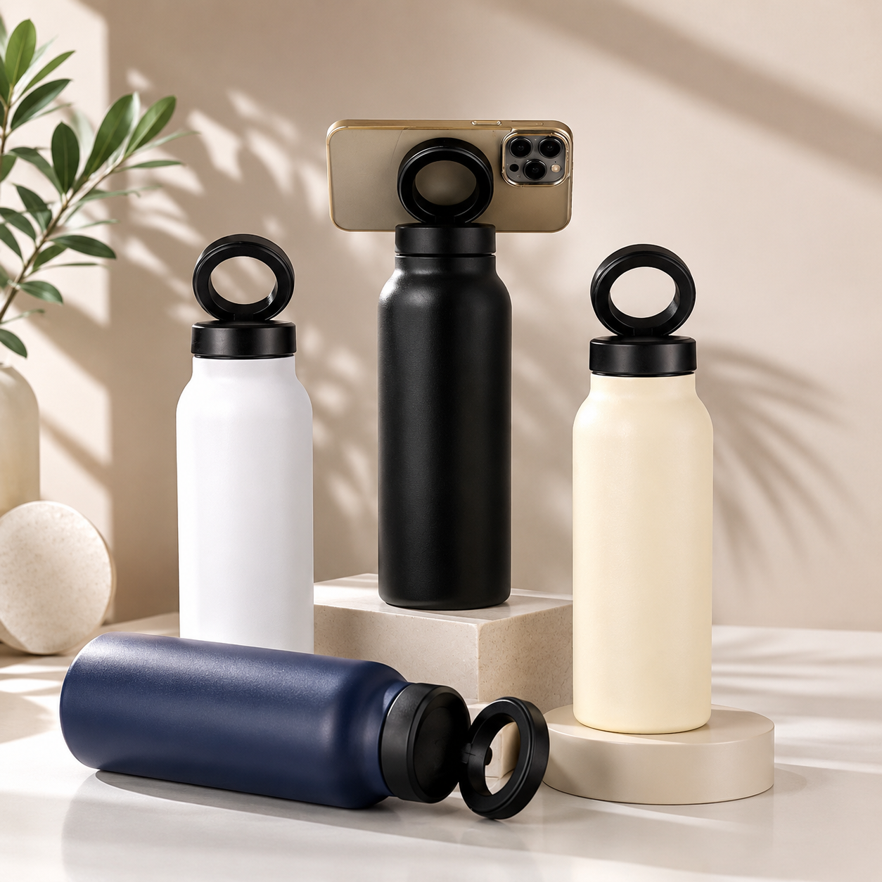 Vacuum Flask with Phone Stand 0154