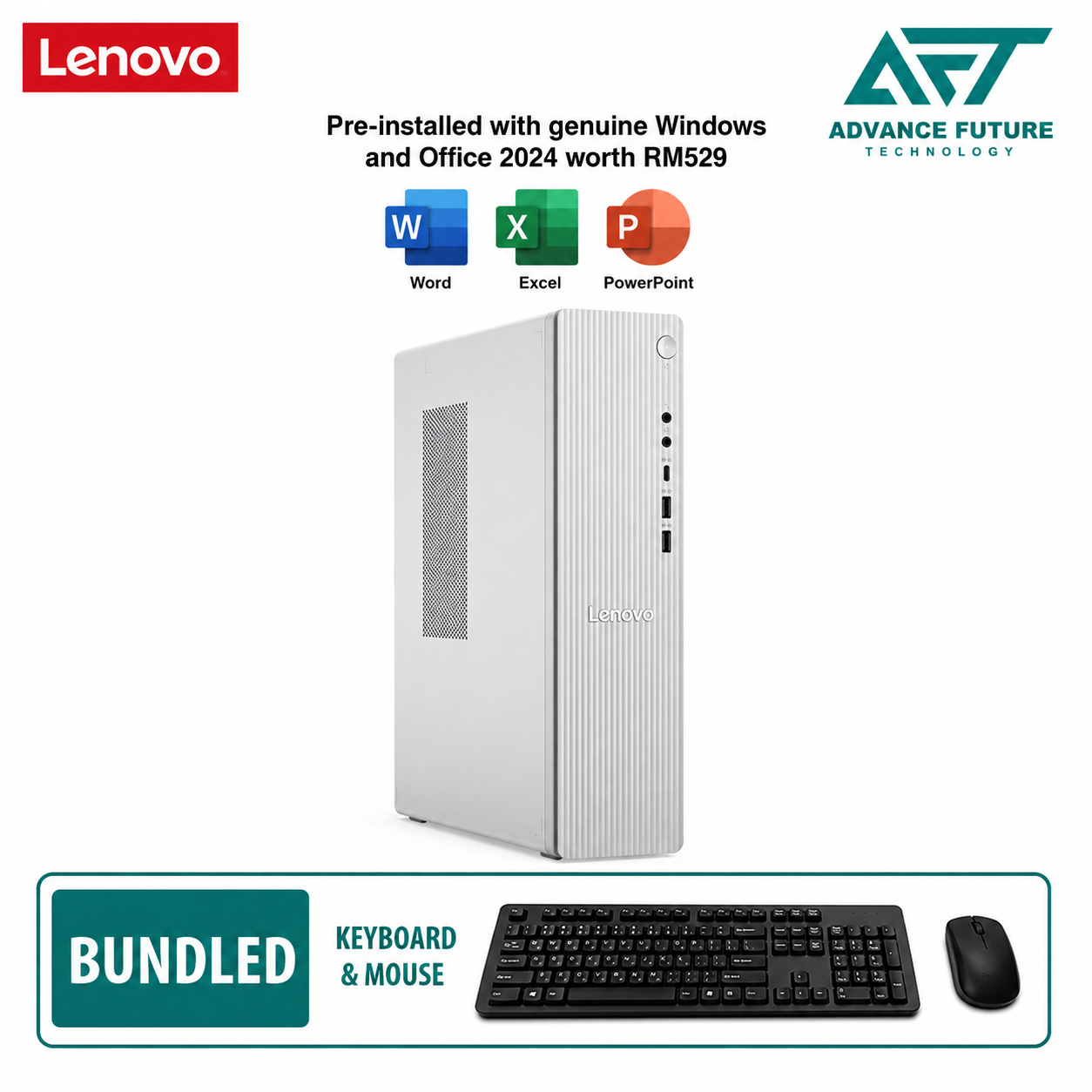 Lenovo IdeaCentre Tower 08IRH9 90XW008EMI Desktop PC ( Intel Core i3 1315U, 8GB, 512GB SSD, Intel, W11, H&S 2024&M365 )