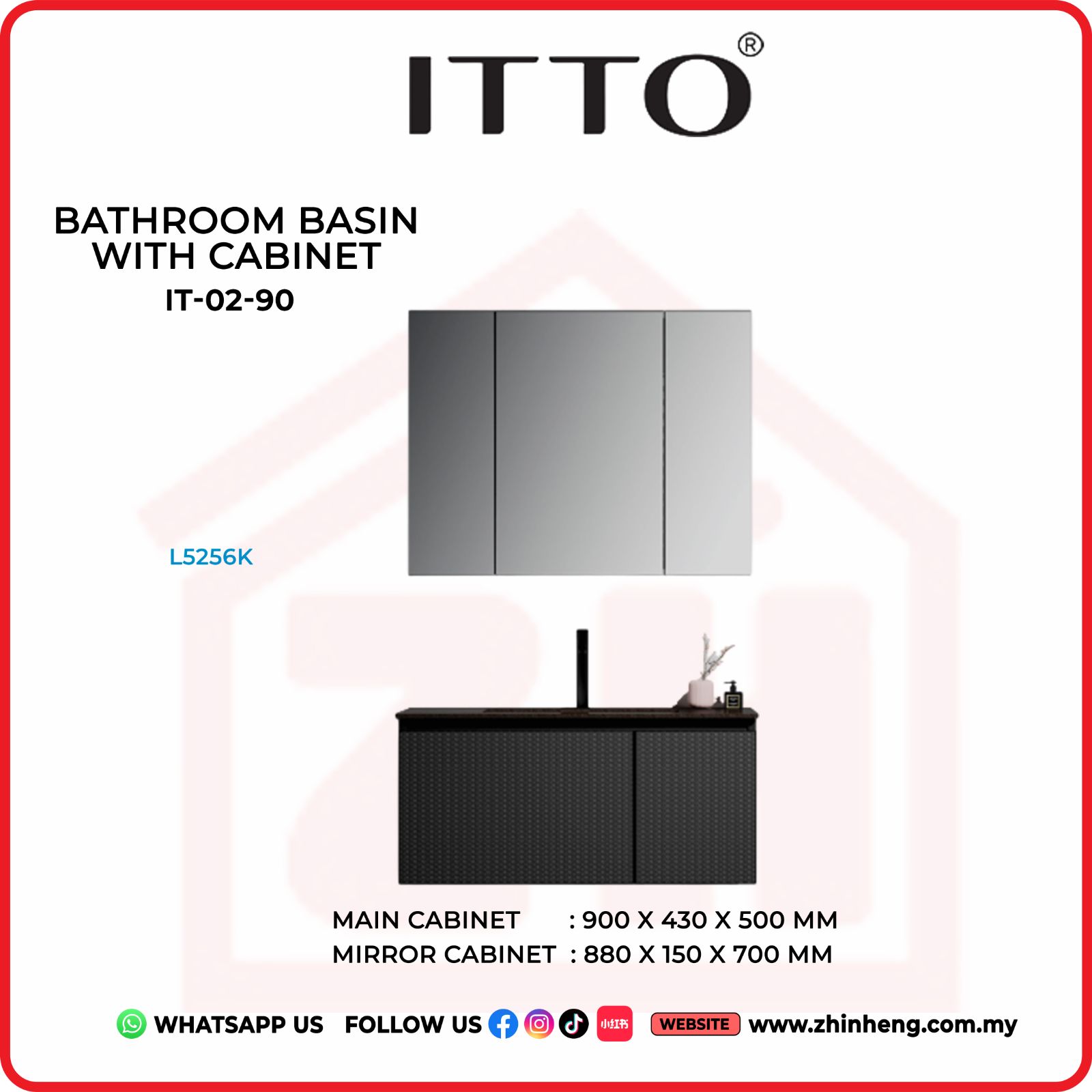 ​​​​​​​ITTO BATHROOM BASIN WITH CABINET  IT-02-90