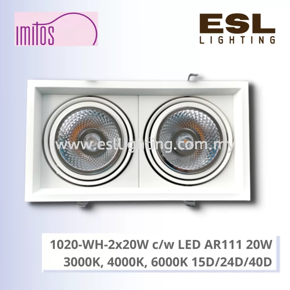 IMITOS LED EYE BALL 1020-WH-2x30W c/w LED AR111 30W 3000K, 4000K, 6000K 15D/24D/40D