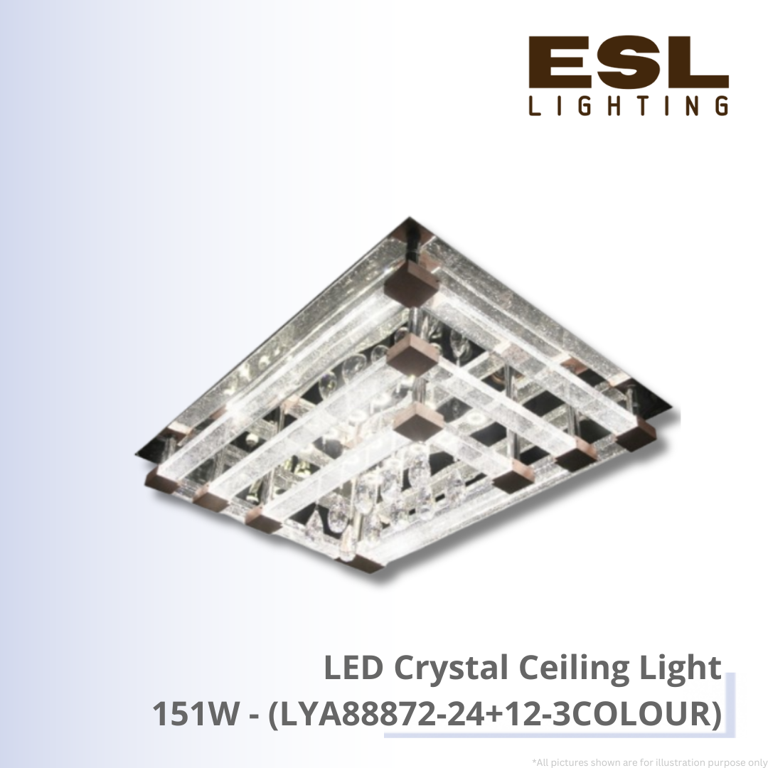 LED Crystal Ceiling Light 151W - LYA88872-24+12-3COLOUR