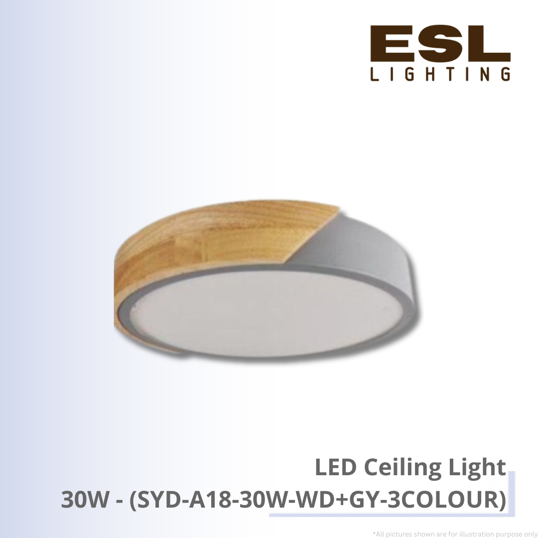 LED Ceiling Light 30W - SYD-A18-30W-WD+GY-3COLOUR