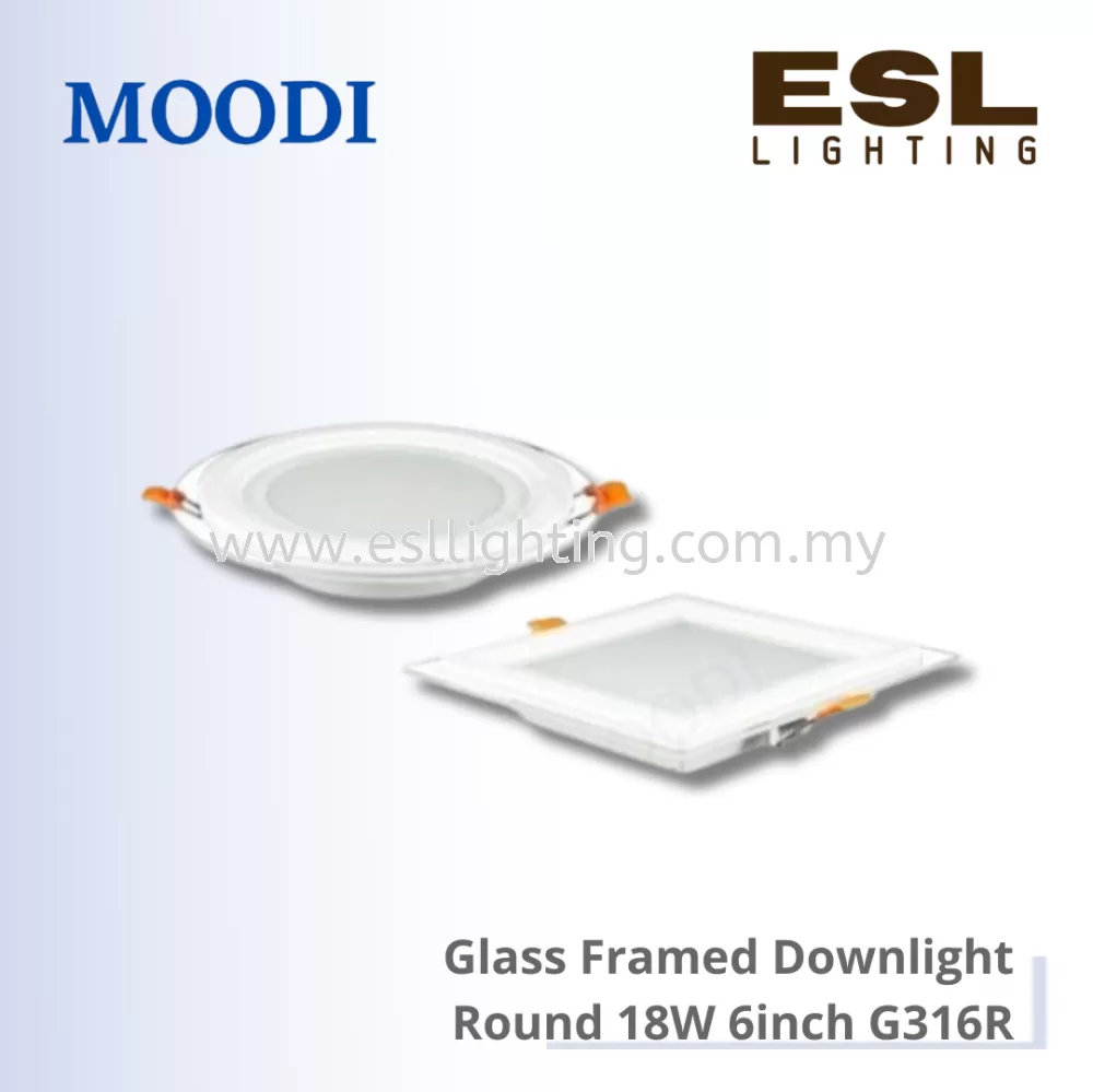MOODI Glass Framed Downlight Round 18W - G316R 6inch