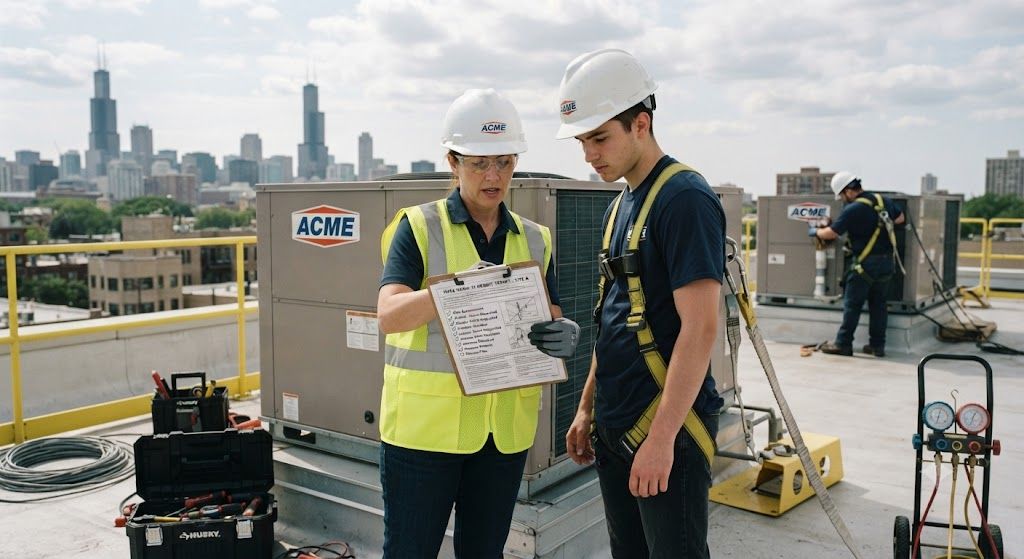 HVAC contractor work at height permit procedure