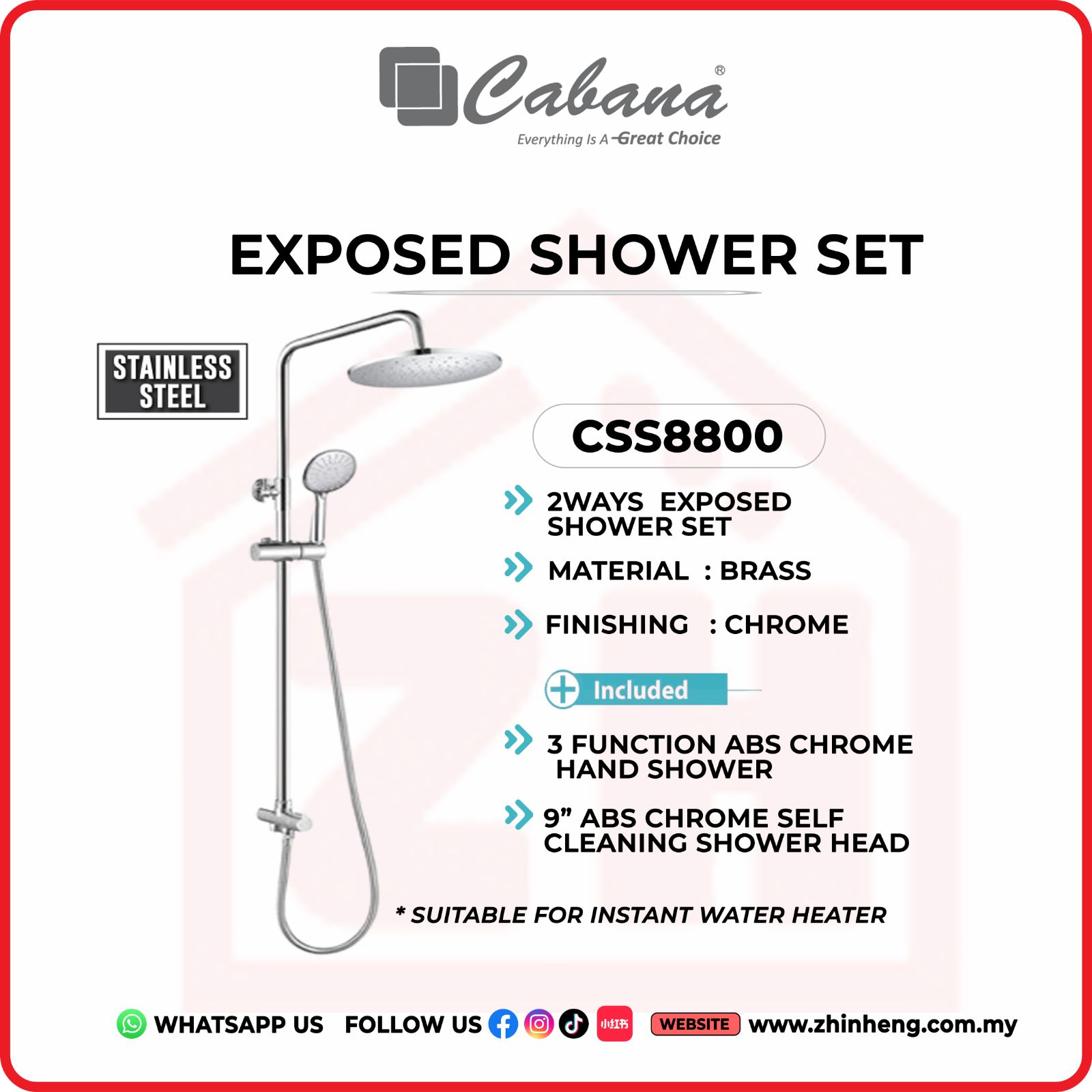 CABANA 2 WAYS EXPOSED SHOWER SET  CSS8800