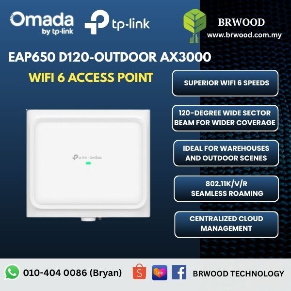OMADA TP-LINK EAP650 D120-OUTDOOR: AX3000 Indoor/Outdoor WiFi 6 Access Point