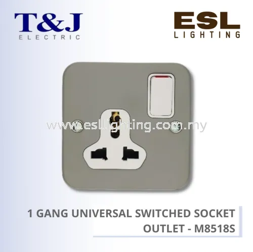 T&J METALCLAD SERIES 1 GANG UNIVERSAL SWITCHED SOCKET OUTLET - M8518S