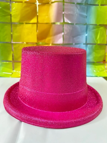 Plastic Top Hat Glitter - Magenta (HAT-T1-MA)