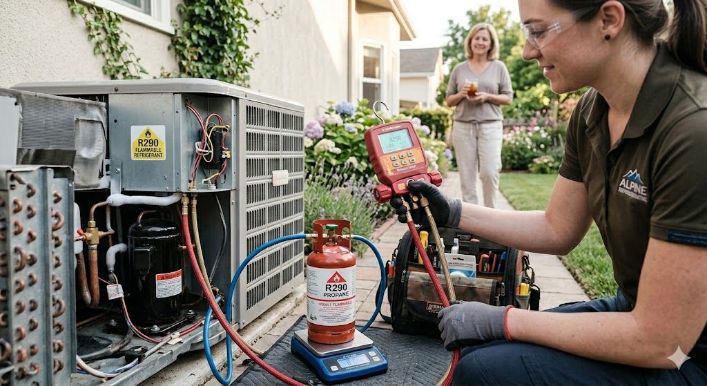 R290 refrigerant top-up servicing