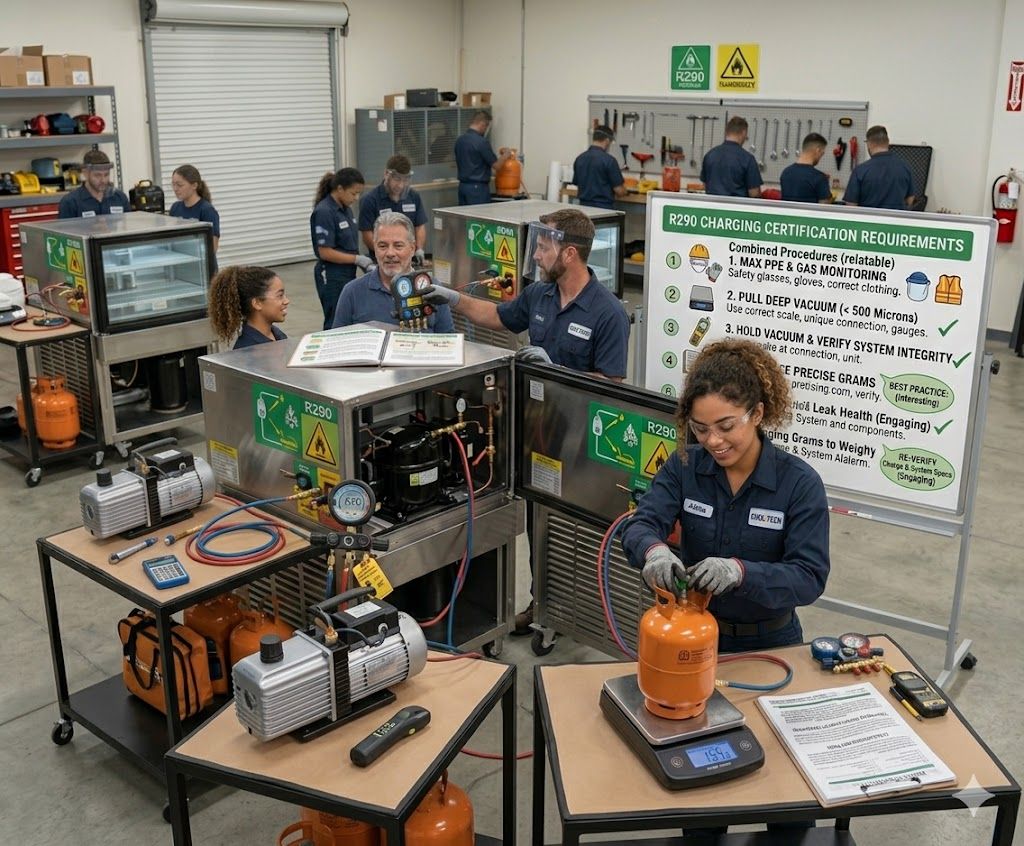 R290 refrigerant top-up procedure