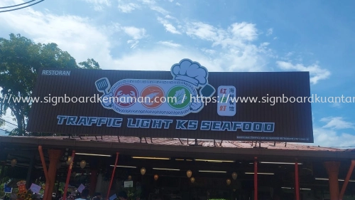 TRAFFIC SAEFOOD RESTORANT OUTDOOR ALUMINIUM PANEL 3D LED BOX UP SIGNBOARD SIGNAGE AT KUANTAN PAHANG MALAYSIA