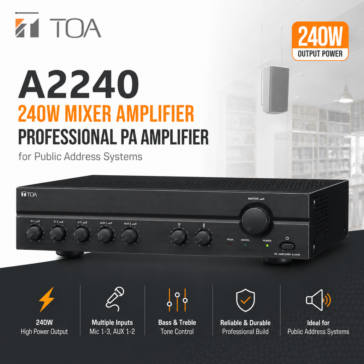 TOA A2240 240W 混音功放 专业公共广播功率放大器