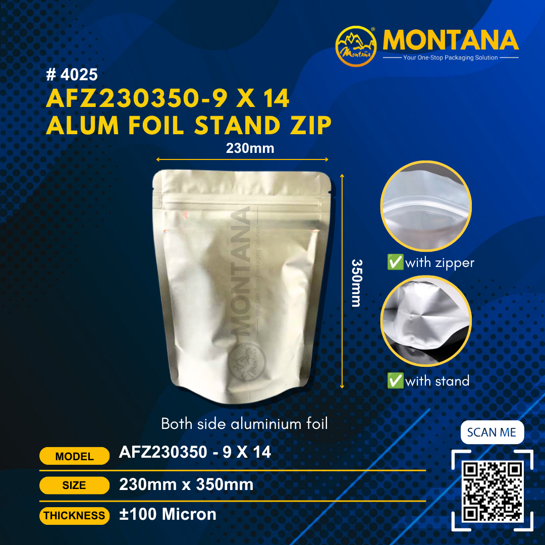 (4025) AFZ230350-9 x 14 ALUM FOIL STAND ZIP