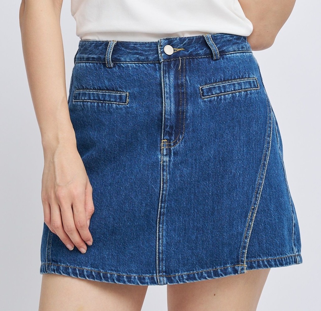 Contour Stitch Denim Skort