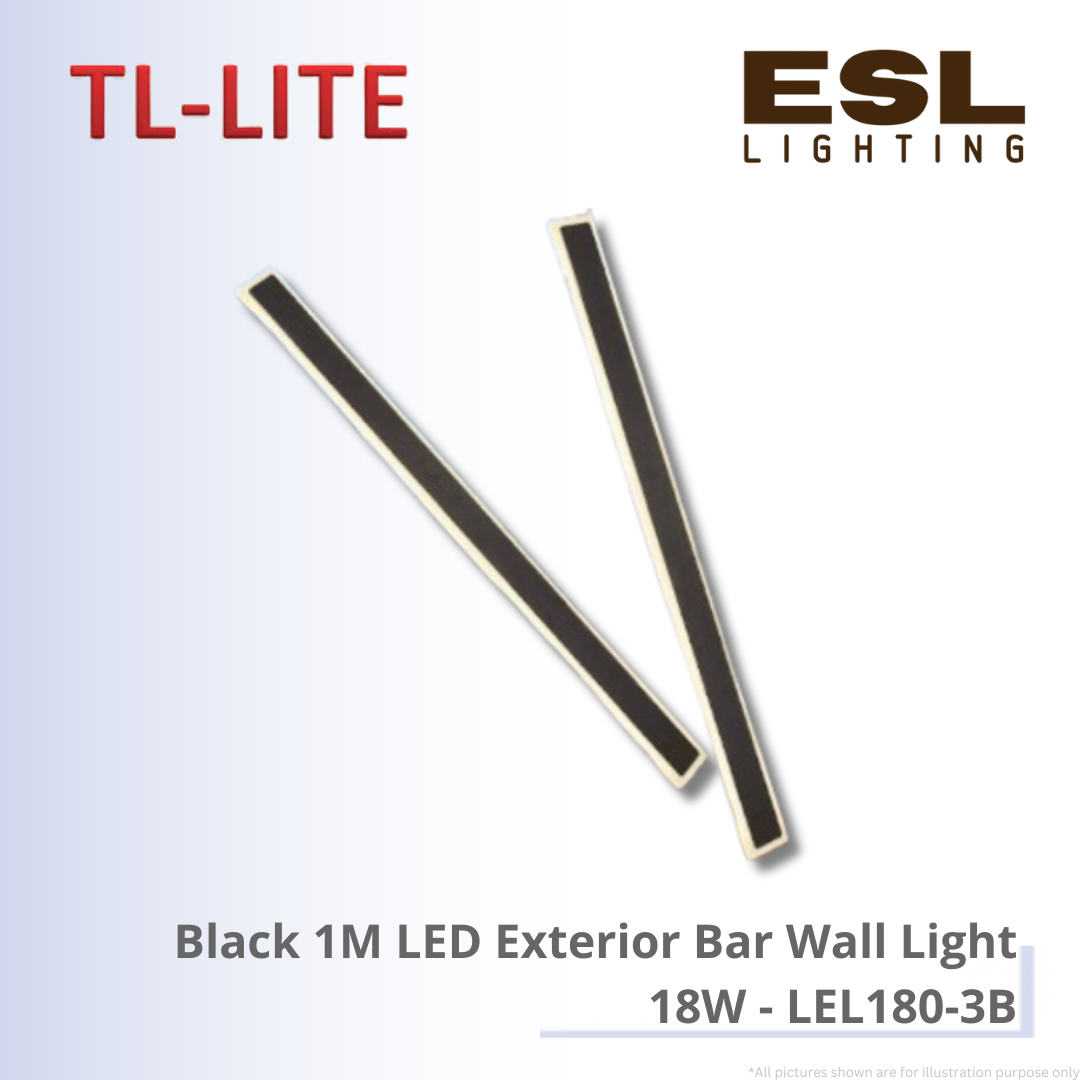 TL-LITE Black 1M LED Exterior Bar Wall Light 18W - LEL180-3B IP65