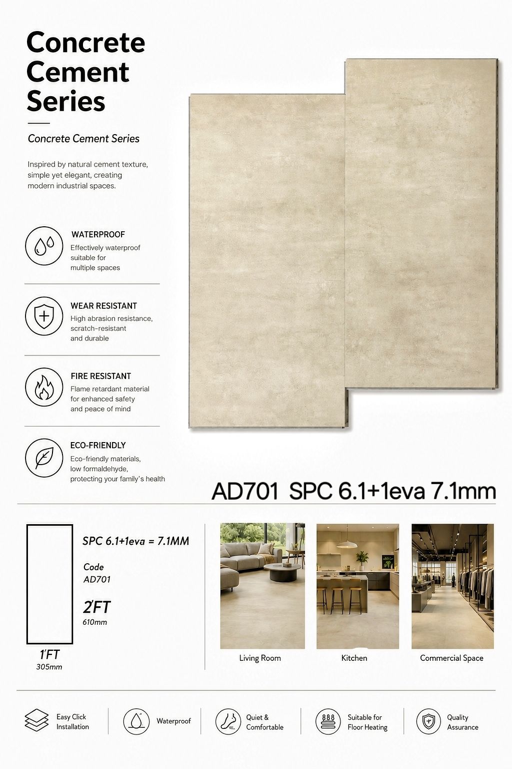 Concrete Cement SPC 7.1MM CODE AD701