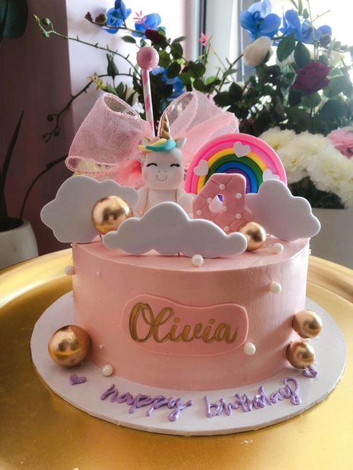 Pink Unicorn Theme - Buttercream Cake