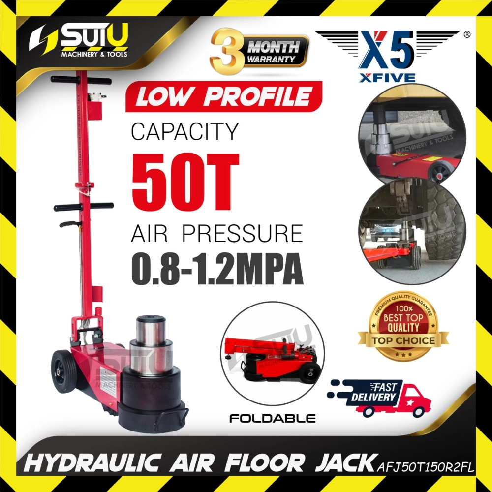【FOLDABLE】X5 / XFIVE AFJ50T150R2FL 50T / 50Ton / 50 Ton Low Profile Hydraulic Air Floor Jack