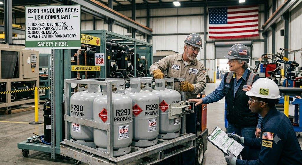 R290 industrial refrigeration cylinder handling US
