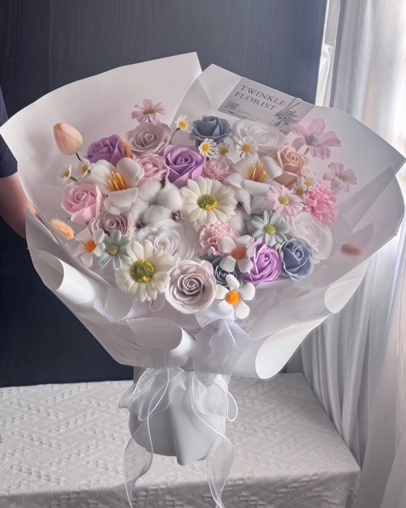 Soft-colored graduation bouquets