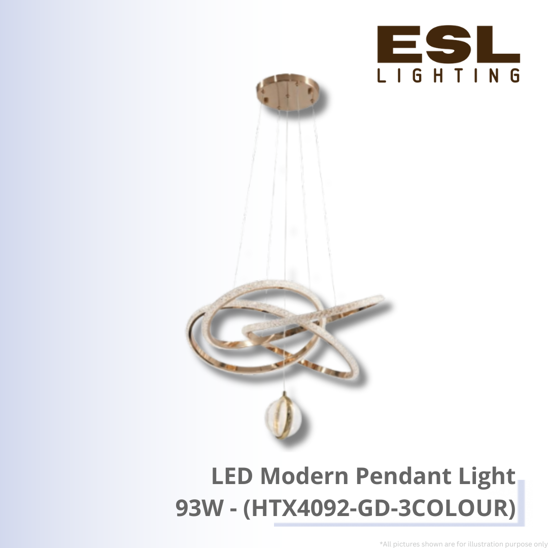 LED Modern Pendant Light 93W - HTX4092-GD-3COLOUR