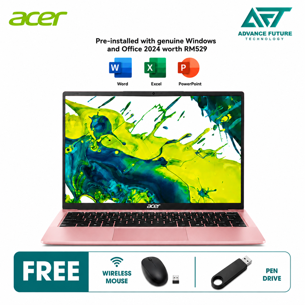 Acer Aspire Lite 14 AL14-45P-R1K9 14" WUXGA Laptop Nude Pink ( AMD Ryzen 3 5400U, 8GB, 512GB SSD, ATI, W11, H&S 2024+M365 )