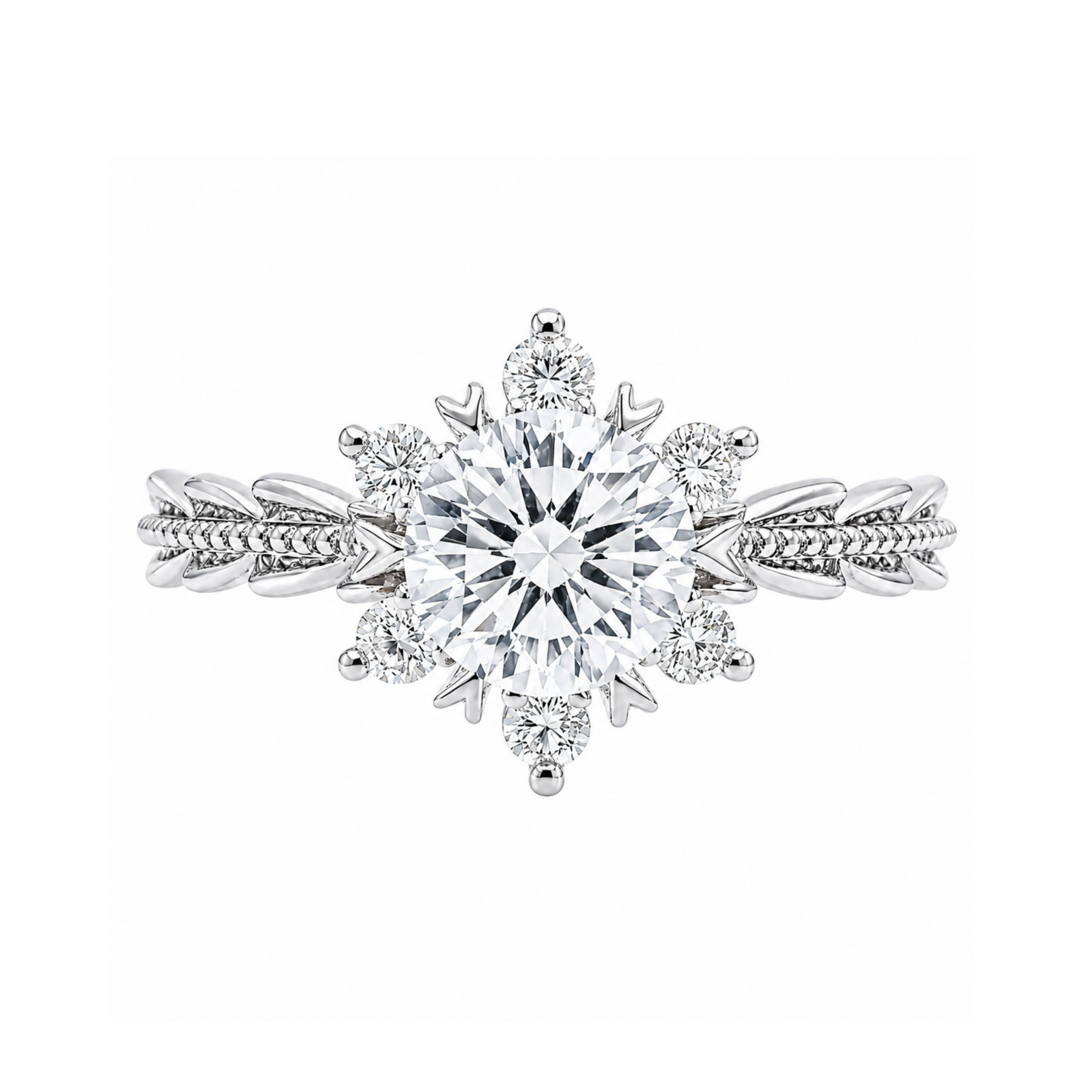 Roman & Co庐 Noverielle Snowflake Crown Engagement Ring