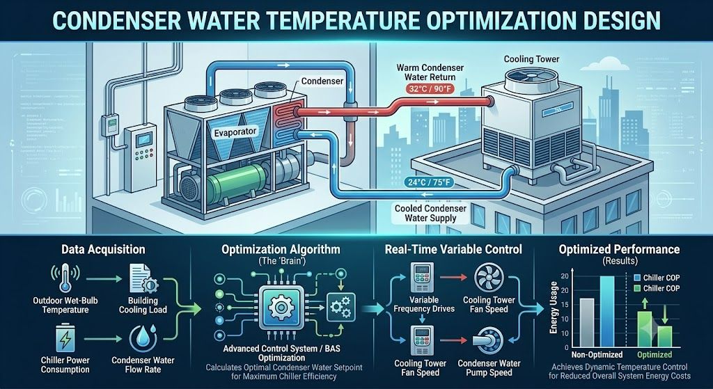 Condenser water temperature optimization design