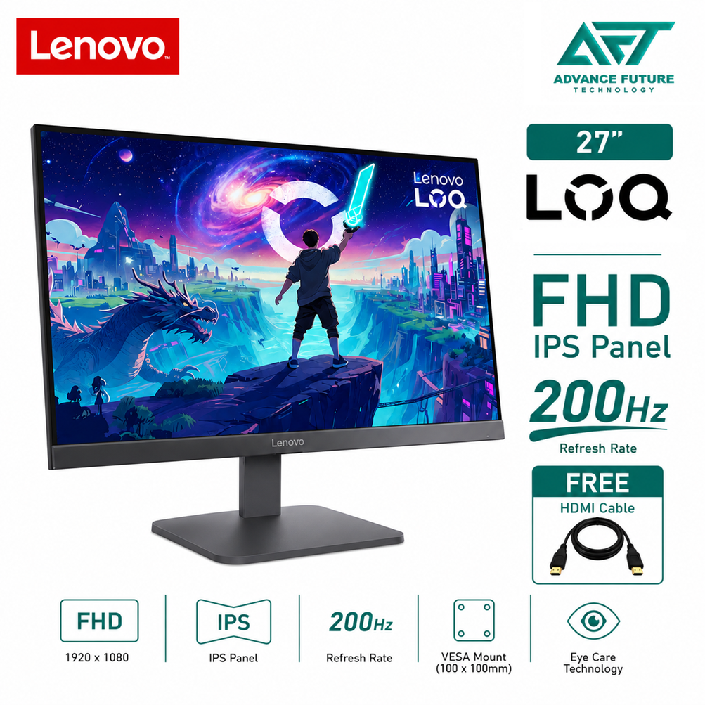 Lenovo LOQ 27-10 68F2GACBMY 27'' FHD IPS 200Hz Gaming Monitor ( 2x HDMI, DP, 3 Years Warranty )