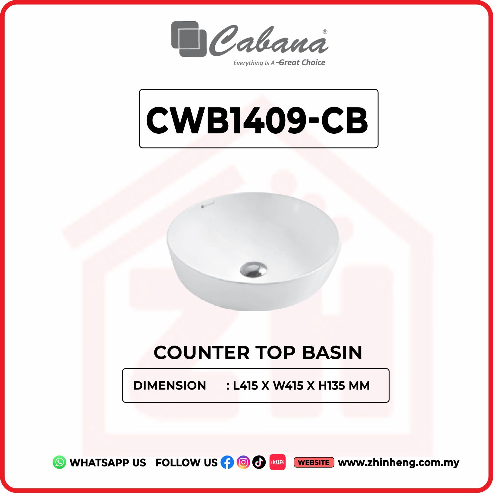 CABANA CWB1409-CB COUNTER TOP BASIN
