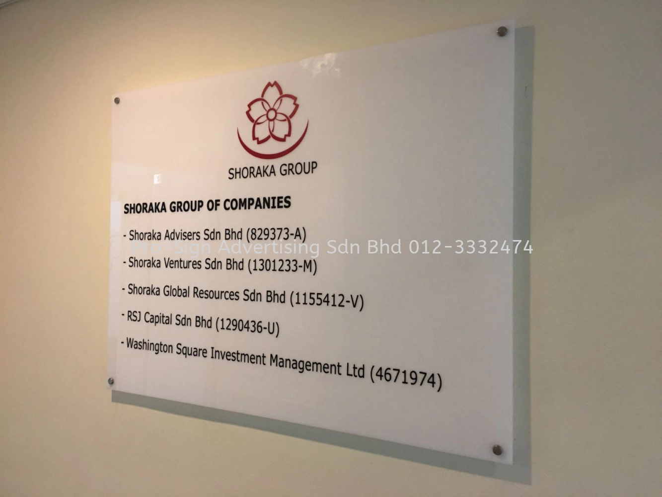 ACRYLIC CUT OUT AND ACRYLIC PANEL (SHORAKA GROUP, KL, 2020)