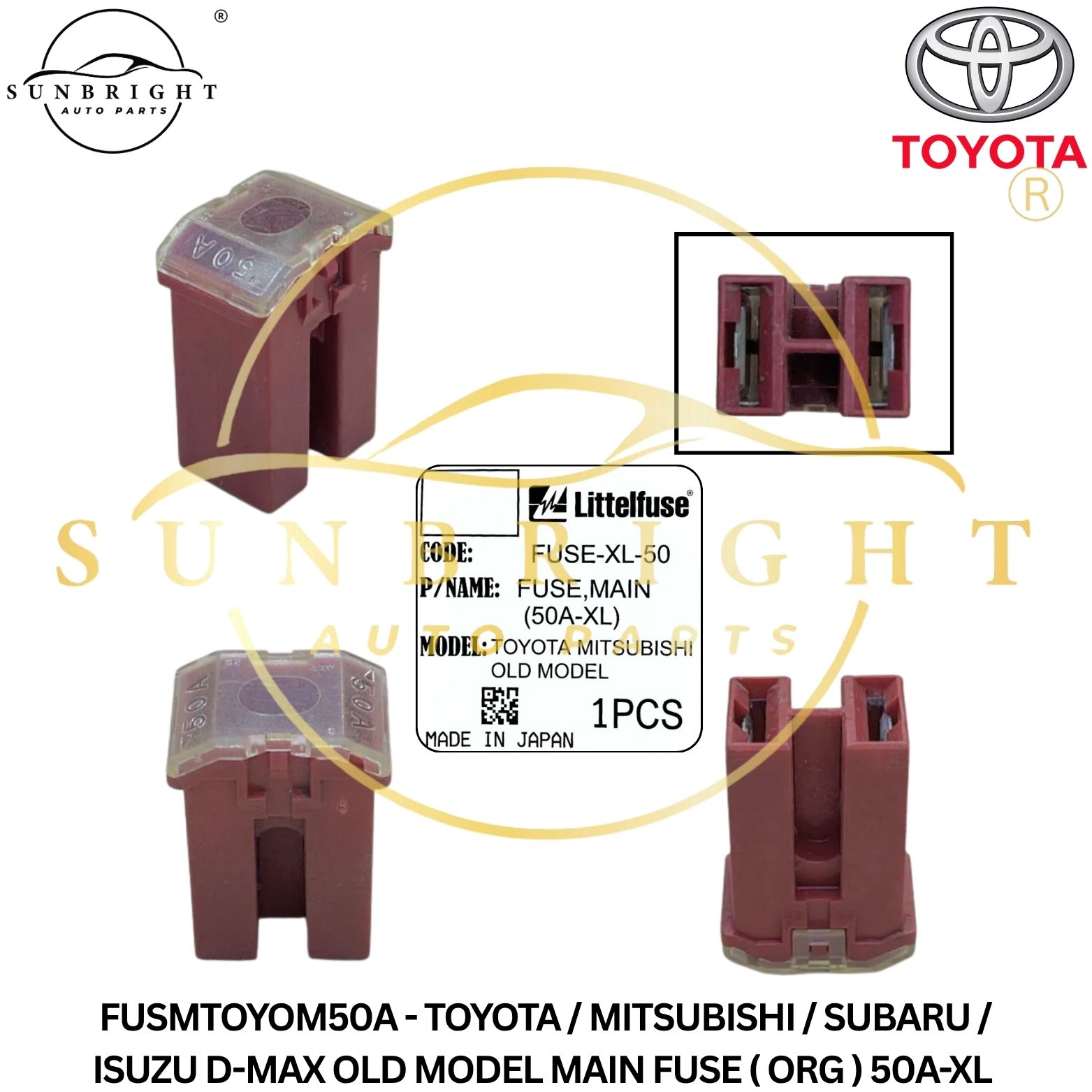 FUSMTOYOM50A - TOYOTA / MITSUBISHI / SUBARU OLD MODEL MAIN FUSE ( ORG ) 50A-XL