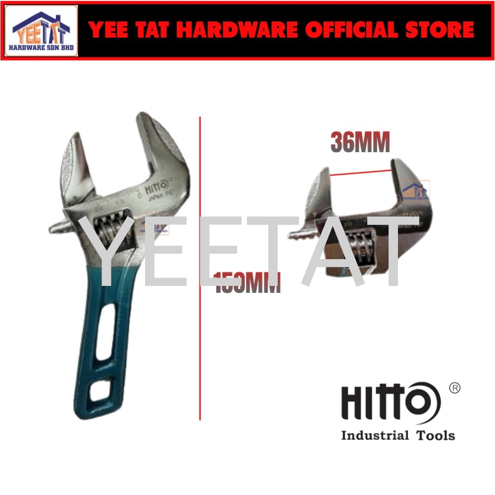 [ HITTO ] HAW-6WJ Stubby Wide Opening Adjustable Wrench 150MM