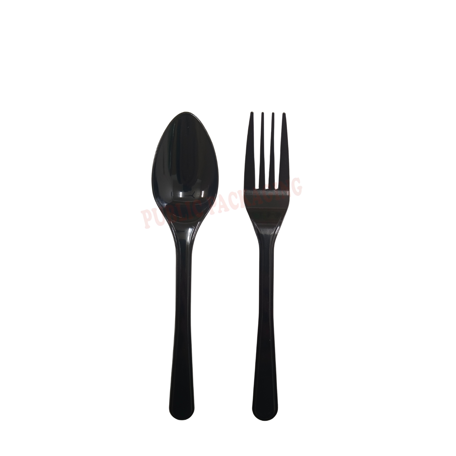 Top Grade Heavy Duty Thick Black Long Spoon / Fork (50pcs卤) / Disposable Plastic Cutlery