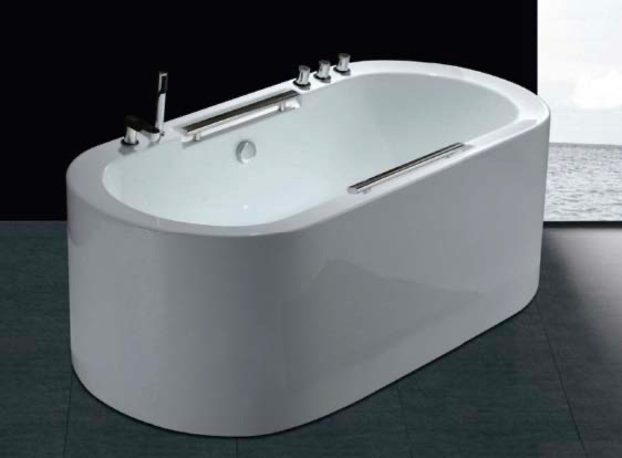 IT-VK-A101/WT Premium Acrylic Bathtub 1700x800mm with Shower Mixer, Bath Spout, Hand Shower & Grab Bar – White
