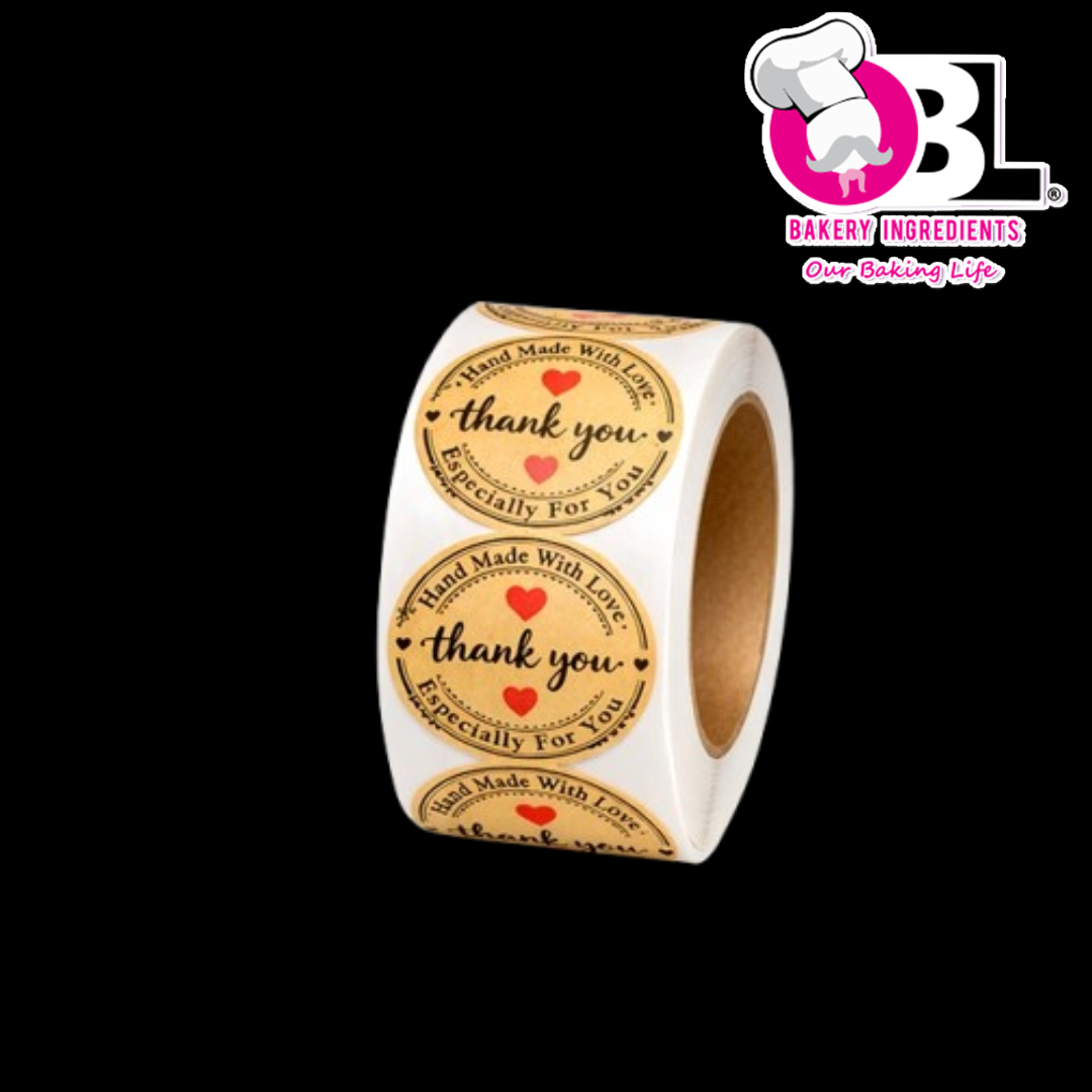 116200 THANK YOU STICKER ROLL (BROWN) 500'S