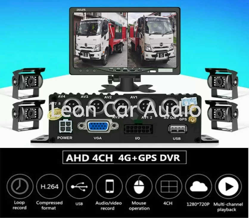 Truck Vehicle 4CH 1080P AHD 4G Sim Card Onlive Mobile DVR Camera CCTV Realtime Live Video Recorder