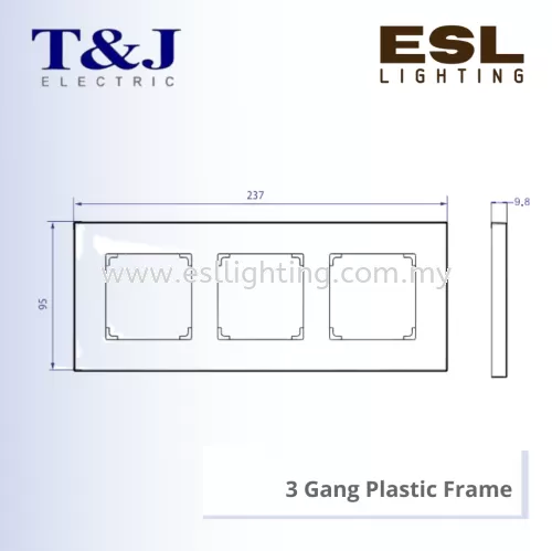 T&J LAVINA"95" SERIES 3 Gang Plastic Frame - JC1403-LAL / JC1403-LBE / JC1403-LBL / JC1403-LBR / JC1403-LGR / JC1403-LIV / JC1403-LLA / JC1403-LSI / JC1403-LTP / JC1403-LWH