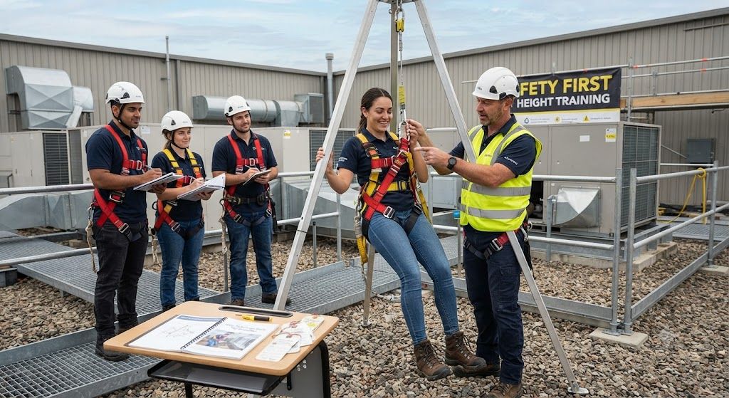 working at height safety harness training HVAC
