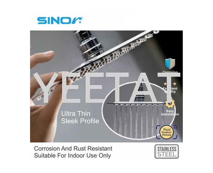 [ SINOR ] SH-711-S4 STAINLESS STEEL 4 INCHES SQUARE ULTRA THIN SHOWER HEAD SET