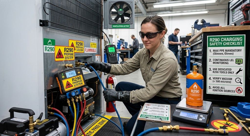R290 charging safety precautions