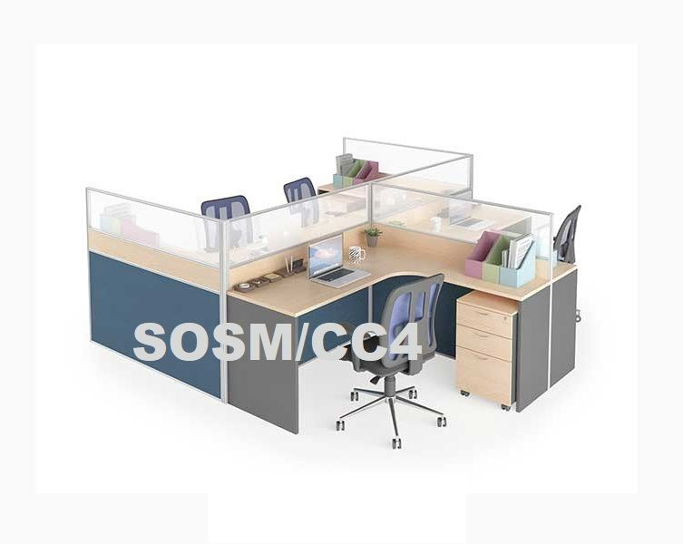 SOSM/CC4 (5' L-SHAPE TABLE) CLUSTER OF 4 WORKSTATION (RM 4,450.00/SET)