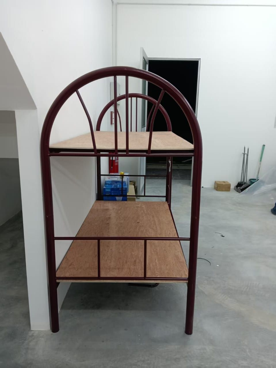 Heavy Duty Splitable Double Decker Metal Bed with Plywood Base | JTK Standard Worker Hostel Bunk Bed | Foreign Worker Bed Malaysia