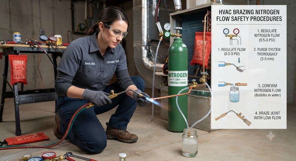 HVAC brazing nitrogen flow safety procedures