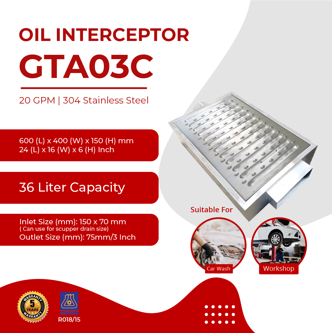Oil Interceptor GTA03C @ Special Design For Carwash / Workshop