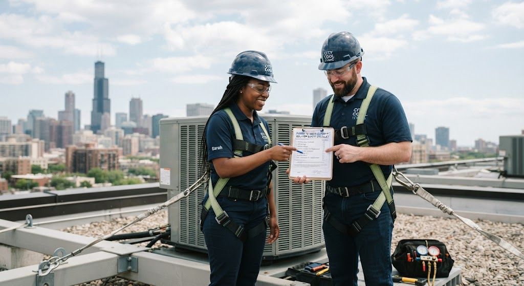 HVAC technician safety approval system height work